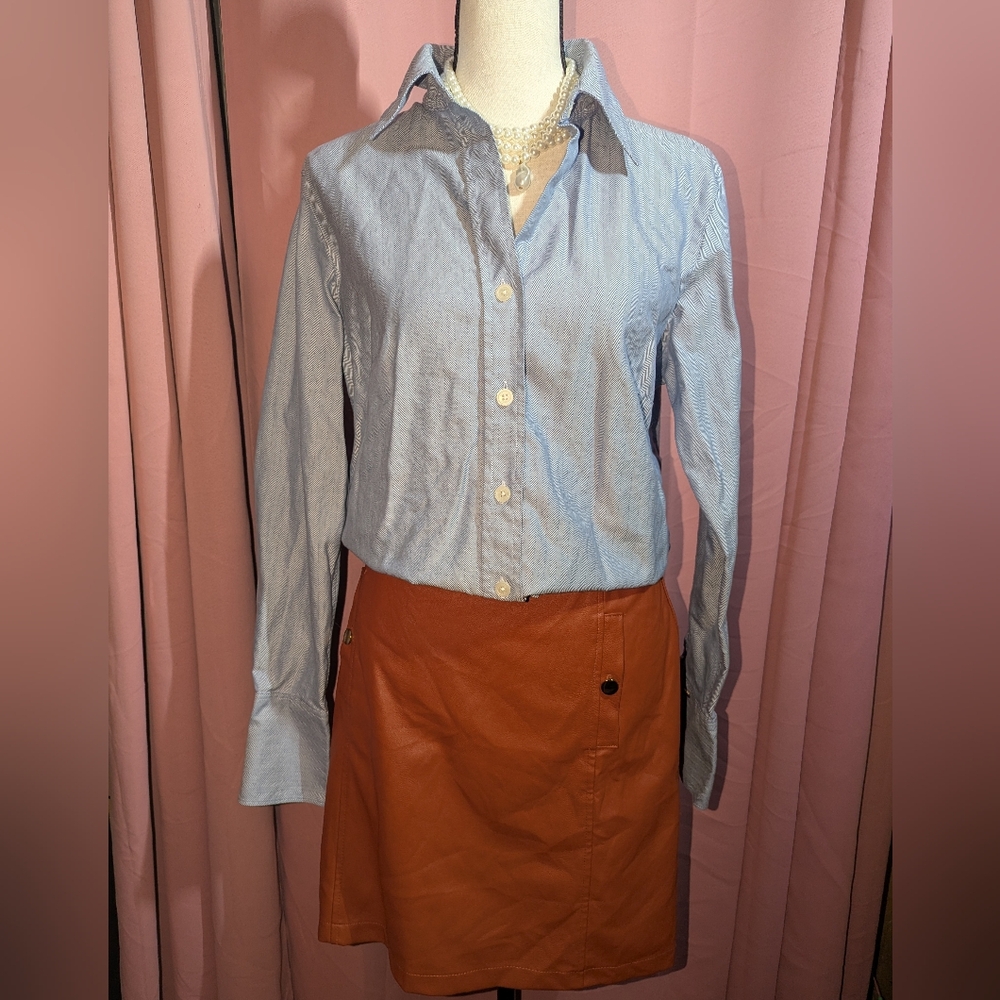 MICHAEL KORS Herringbone Snap Button Down Shirt 10